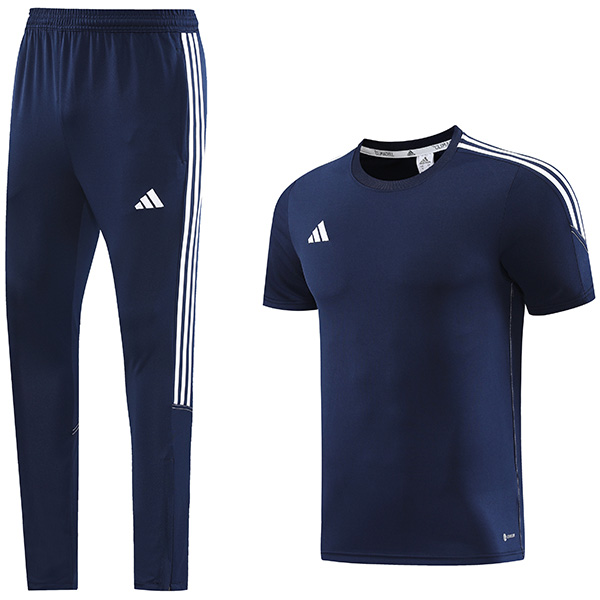 Adas kit da allenamento casual abbigliamento sportivo uniforme da uomo tuta da calcio blu scuro camicia da calcio manica corta sportiva 2023-2024